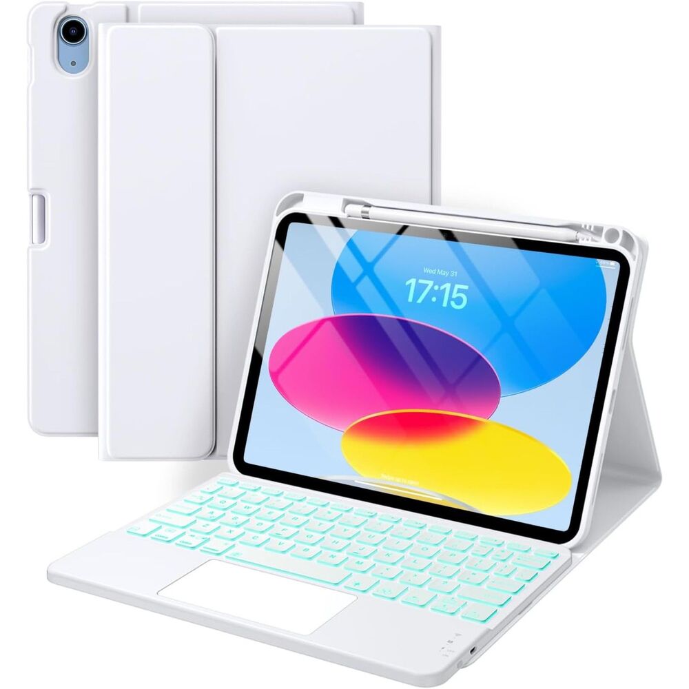White Backlit Trackpad Keyboard Case for iPad 10th Gen 10.9 & 11th Gen A16 11